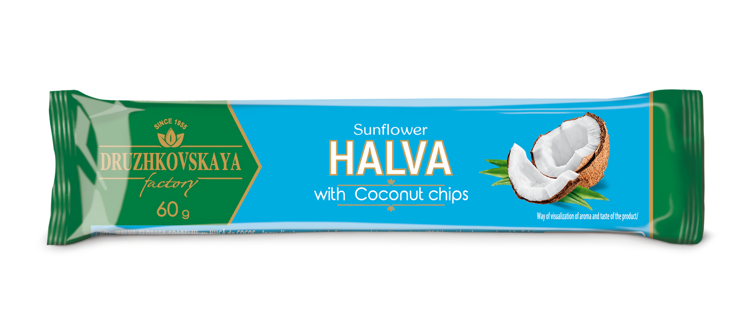 Sunflower Halva with Coconut Chips Packed in Flow-pack, 60 g