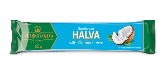 Халва соняшникова з кокосовою стружкою в упаковці Flow-pack, 60 г