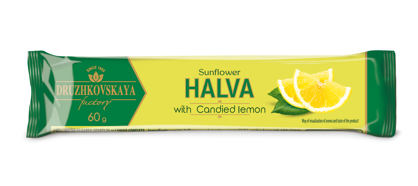 Halva de Girasol con Limón Confitado Envasada en Flow-pack, 60 g
