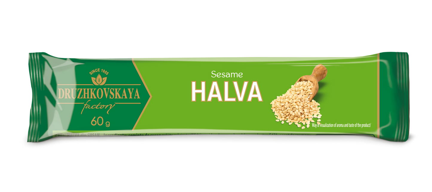 Tahini Halva (de semillas de sésamo) Envasado en Flow-pack, 60 g